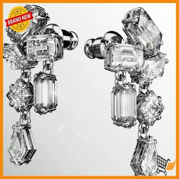 Crystal Drop Earrings Rhodium Setting 1.06 Inch Dangle Jewelry